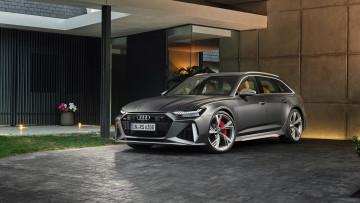 Картинка audi+rs+6+avant автомобили audi серебристый здание двор