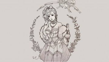 Картинка рисованное люди девушка белье цветы бант