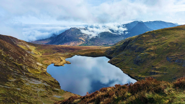 Обои картинки фото carnedd llewelyn, snowdonia np, wales, uk, природа, реки, озера, carnedd, llewelyn, snowdonia, np