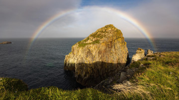 Картинка rainbow+at+the+coast+of+newfoundland природа радуга rainbow at the coast of newfoundland