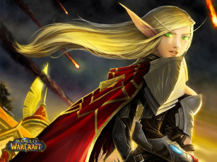 обоя видео игры, world of warcraft, девушка, эльфийка, снаряды
