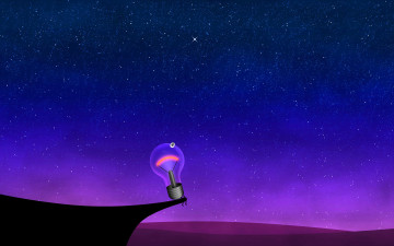 обоя рисованное, vladstudio, небо, ночь, звезды, обрыв, лампочка
