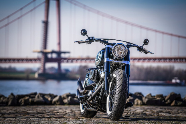 Обои картинки фото харлей, мотоциклы, harley-davidson, мотоцикл, байк, чёрный, thunderbike, customs