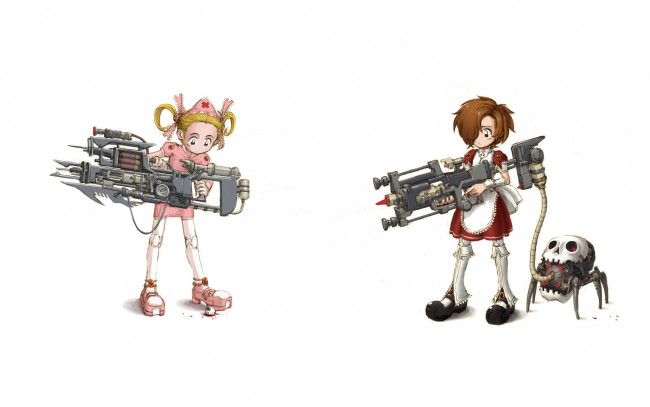 Обои картинки фото аниме, weapon, blood, technology