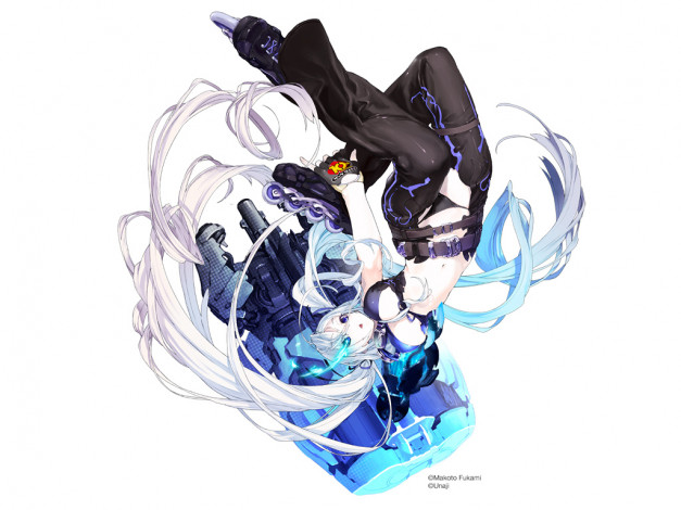 Обои картинки фото аниме, black, rock, shooter