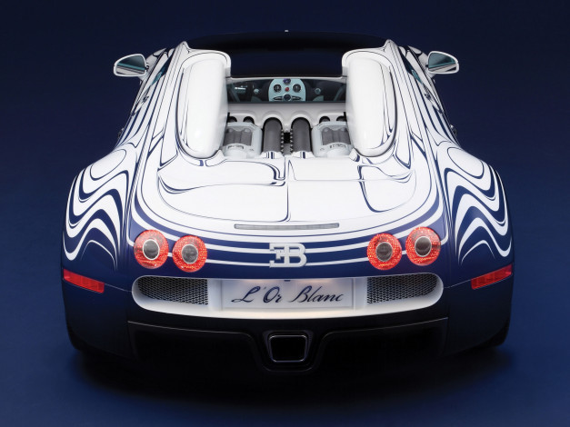 Обои картинки фото bugatti, veyron, grand, sport, roadster, or, blanc, автомобили