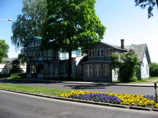 Картинка latvia jurmala города здания дома домик деревья улица