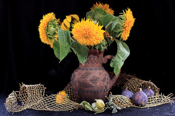 Картинка цветы подсолнухи инжир кувшин