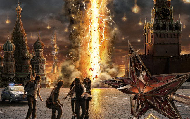 Обои картинки фото фантом, кино, фильмы, the, darkest, hour, звезда, машина, луч, разруха, пришельцы, люди, нападение, кремль