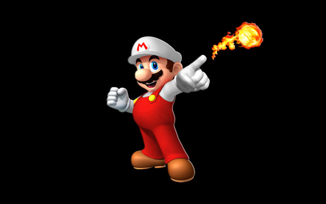 Обои картинки фото марио, видео, игры, mario, party, ds, огонь, темный, фон