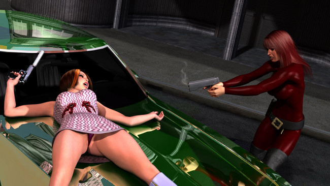 Обои картинки фото 3д, графика, people, люди, девушки, оружие