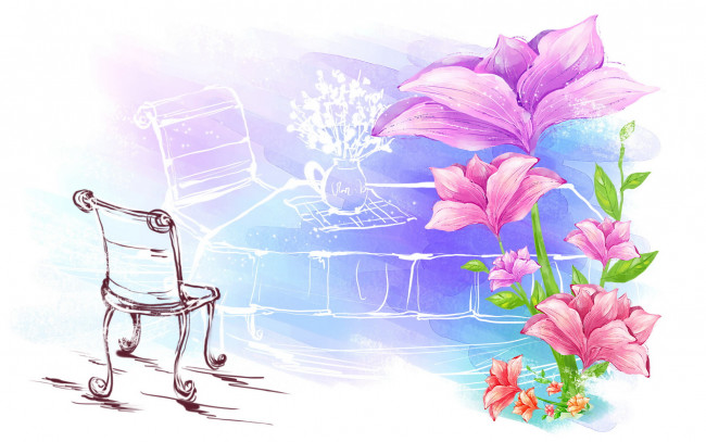 Обои картинки фото векторная, графика, цветы