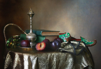 Картинка еда персики +сливы +абрикосы восток туфли сливы кальян