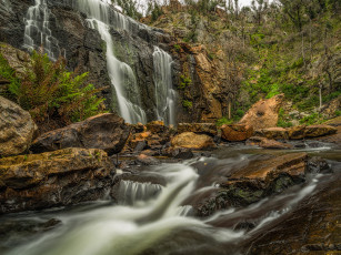 Картинка природа водопады лес река водопад