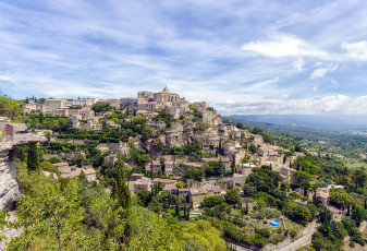 Картинка города -+панорамы гора пейзаж франция прованс горд дома