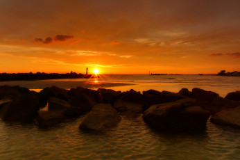 Картинка природа восходы закаты берег море закат облака небо