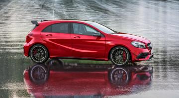 Картинка автомобили mercedes-benz 2015г w176 4matic a 45 mercedes-amg красный