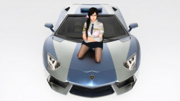 Картинка автомобили 3d+car&girl взгляд девушка автомобиль фон