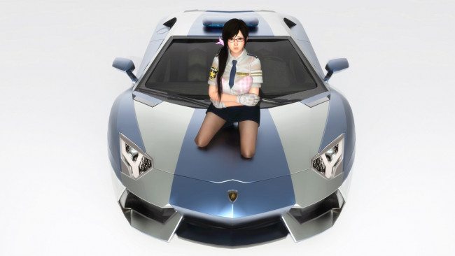 Обои картинки фото автомобили, 3d car&girl, взгляд, девушка, автомобиль, фон
