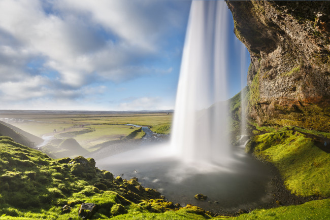 Обои картинки фото природа, водопады, поток, гора, водопад, пейзаж, долина, река, ручей