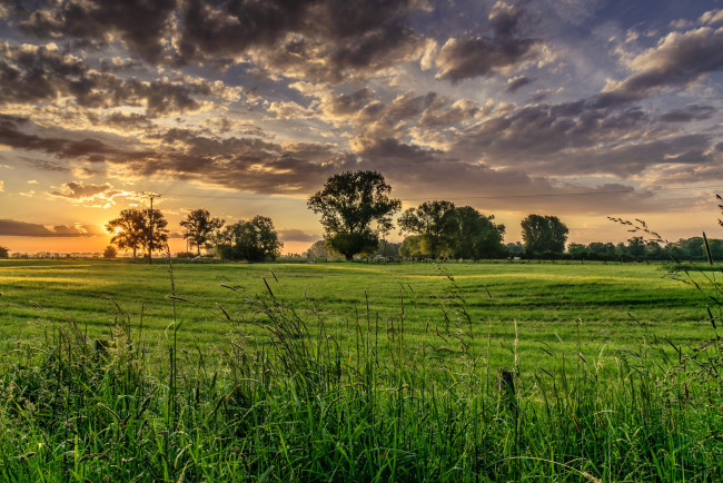 Обои картинки фото природа, восходы, закаты, поле, рассвет