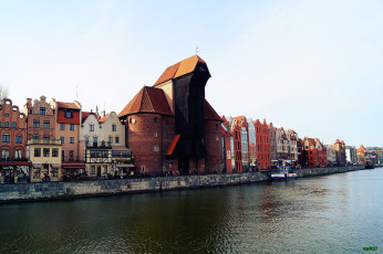 Картинка города гданьск+ польша башня набережная