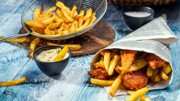 Картинка еда Чипсы +картофель+фри ломтики соус