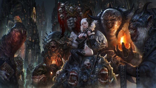 Обои картинки фото фэнтези, демоны, монстры, девушка