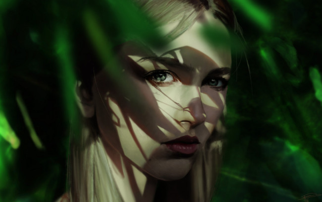 Обои картинки фото рисованное, люди, девушка, sylvia, thomas, bignon, портрет, лицо, взгляд, тени