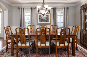 Картинка интерьер столовая мебель дизайн стиль люстры