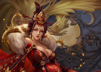 Картинка фэнтези девушки цветы взгляд узоры прическа девушка арт гейша кимоно