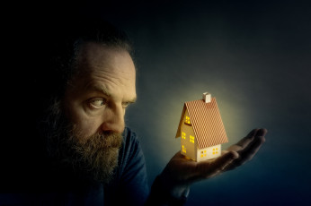 обоя юмор и приколы, человек, ладонь, дом