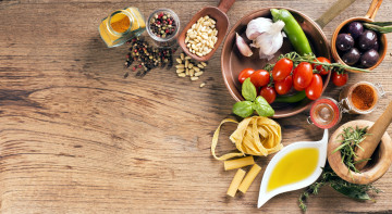 Картинка еда разное перец базилик помидоры чеснок оливки апятую спагетти