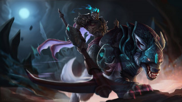 Картинка фэнтези существа скелет броня доспехи оскал арт оружие животное