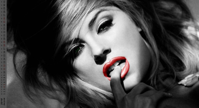 Обои картинки фото календари, девушки, взгляд, макияж, лицо