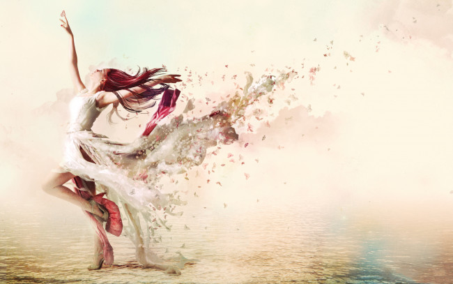 Обои картинки фото разное, компьютерный дизайн, девушка, платье, фон