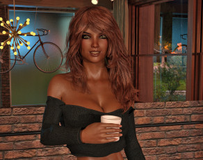 обоя 3д графика, люди , people, фон, взгляд, девушка