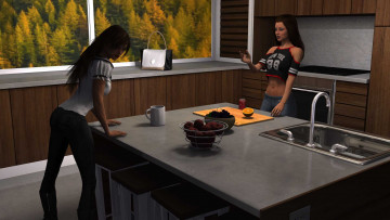 Картинка 3д+графика люди+ people фон взгляд девушки