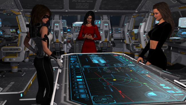 Обои картинки фото 3д графика, фантазия , fantasy, фон, взгляд, девушки