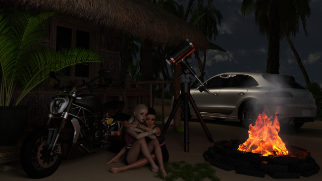 Обои картинки фото 3д графика, люди-авто, мото , people- car ,  moto, фон, взгляд, девушки