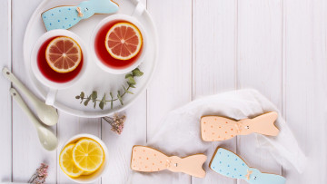 Картинка еда напитки +чай лимон чай печенье