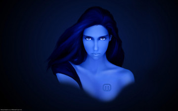 Картинка фэнтези девушки девушка лицо синяя