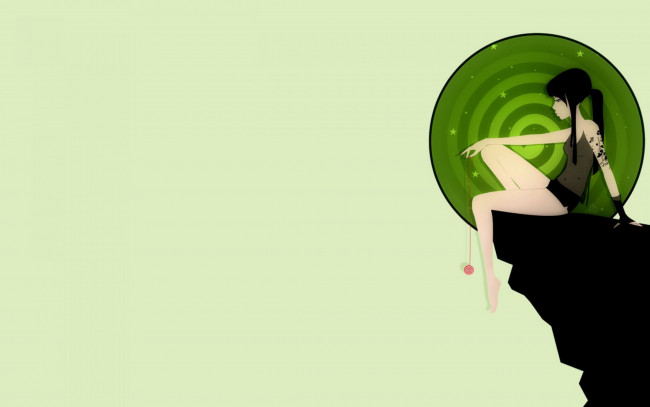 Обои картинки фото векторная графика, девушки , girls, девушка, обрыв, йо-йо