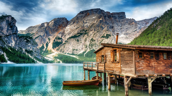 Обои картинки фото корабли, лодки,  шлюпки, горы, озеро