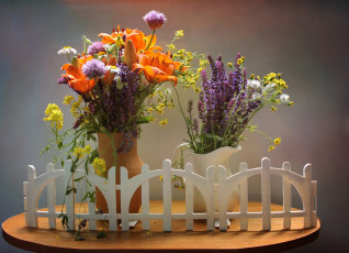 Картинка цветы букеты +композиции лилии ромашки