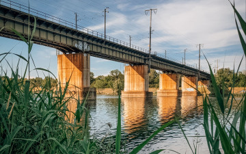 Картинка города -+мосты река мост камыши