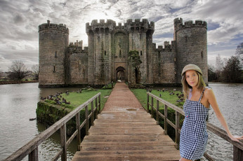 обоя девушки, katya clover , катя скаредина, замок, вода, платье