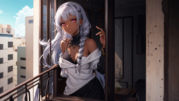 Картинка аниме город +улицы +интерьер +здания нейросети графика нейроарт ai art нейронные сети рисунки нейро искусство девушка