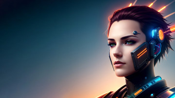 Картинка фэнтези роботы +киборги +механизмы нейросети графика нейроарт ai art нейронные сети рисунки нейро искусство девушка киборг