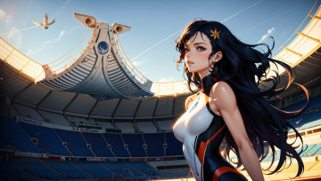 Картинка аниме город +улицы +интерьер +здания нейросети графика нейроарт ai art нейронные сети рисунки нейро искусство девушка